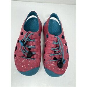 Keen Rio Youth Size 1 Sandals Rubber Bungee Sport Water Pink Blue Splatter